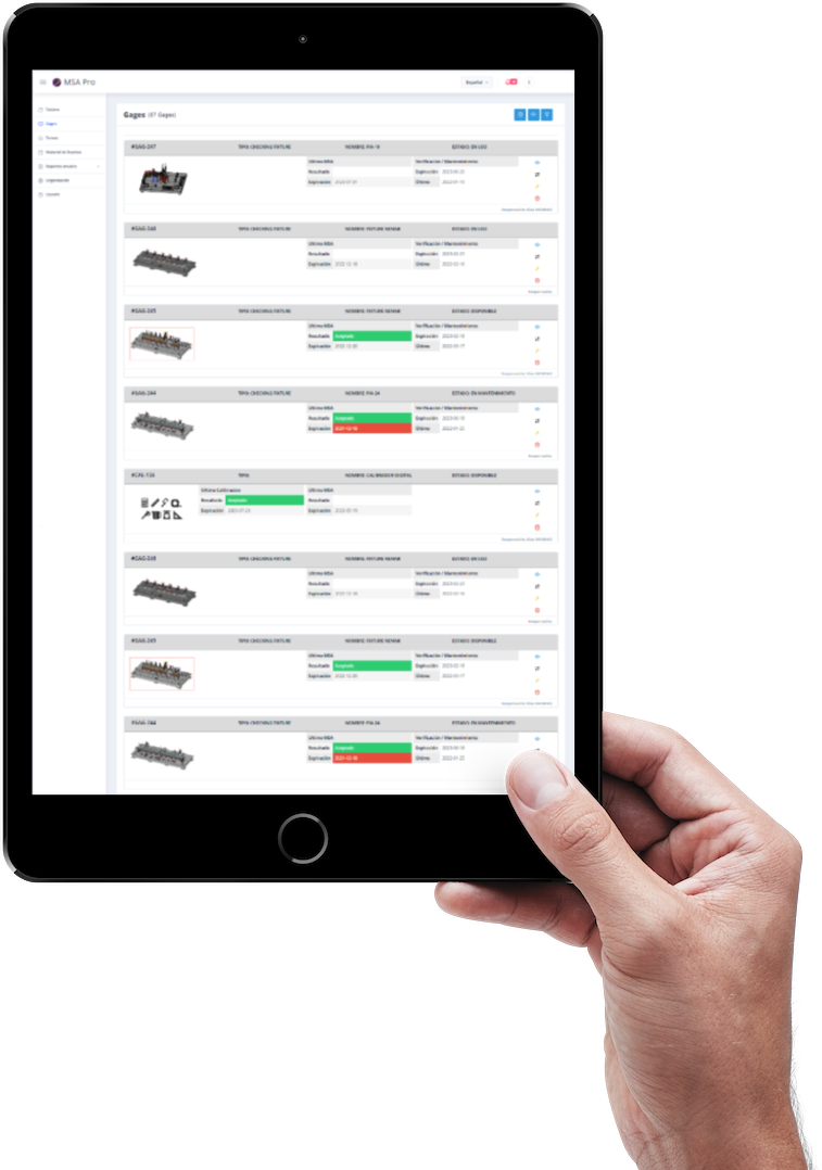 Software de gestión de instrumentos de medición | tablet